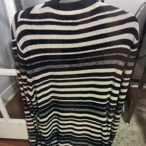 Striped Black and White Men's Cardigan